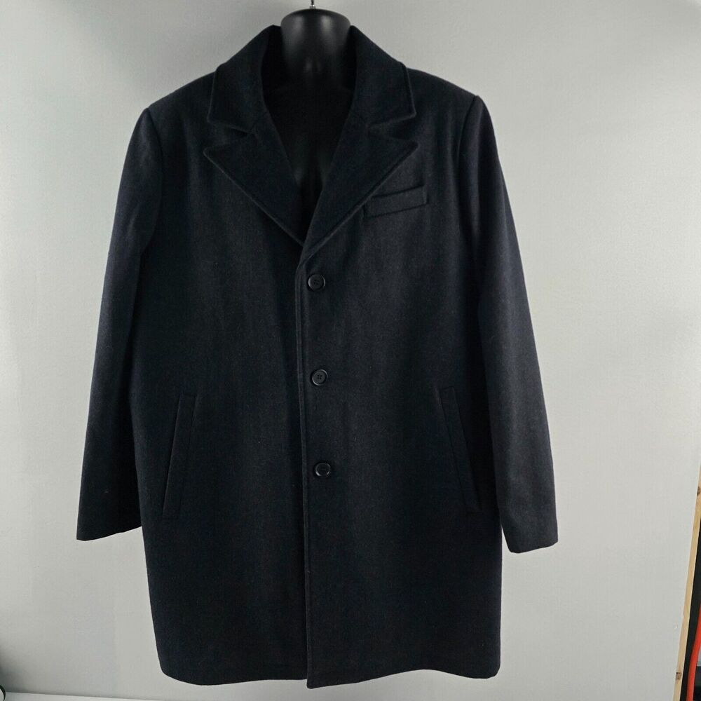 Kenneth Cole charcoal Black Men's wool overcoat XXL NWOT